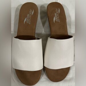 Aerosoles Florida Women's White Slide Sandals Size 10.5 New!